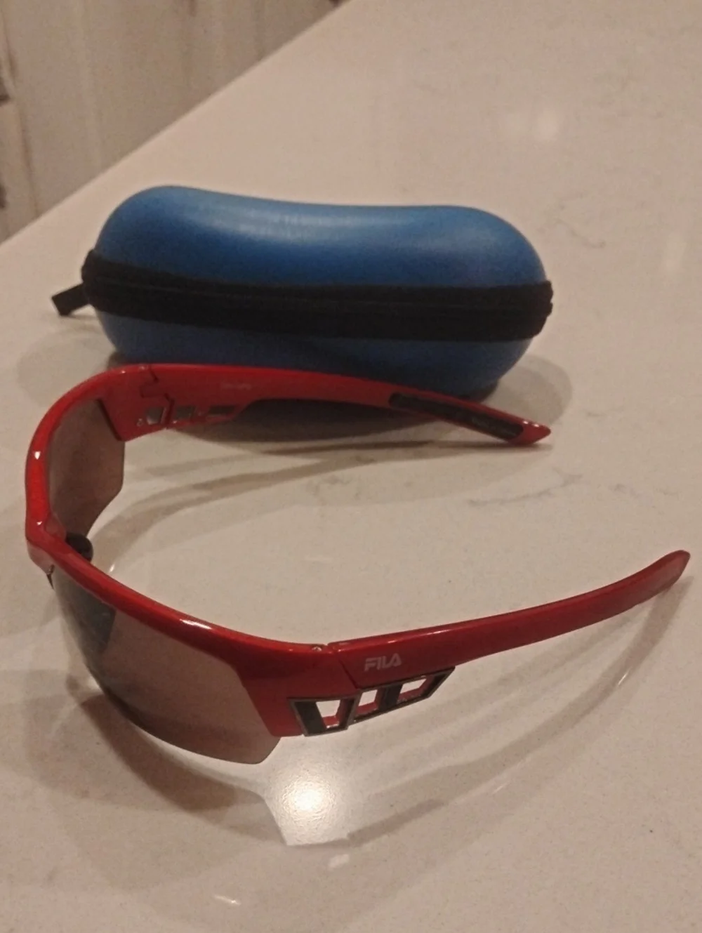 Vintage Fila Half Rim Sunglasses Red With Dark Gray Lenses